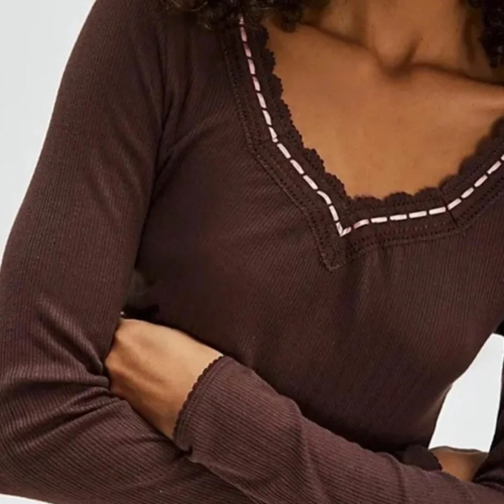 New! Free People Only You Long Sleeve Top in Brown size Medium